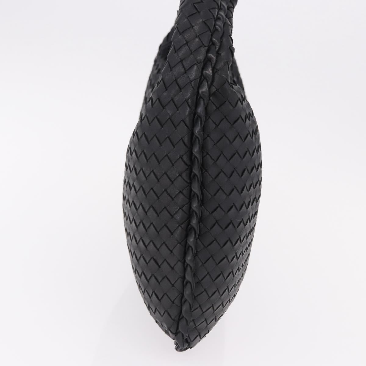 BOTTEGA VENETA INTRECCIATO Bag Leather Black Gold 115653 Auth yk20620SAV
