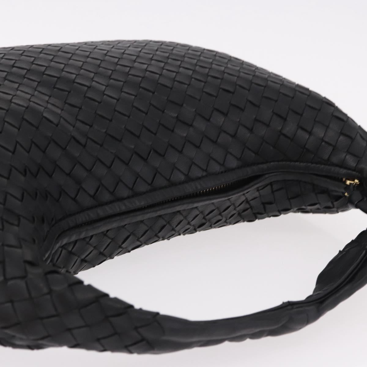 BOTTEGA VENETA INTRECCIATO Bag Leather Black Gold 115653 Auth yk20620SAV