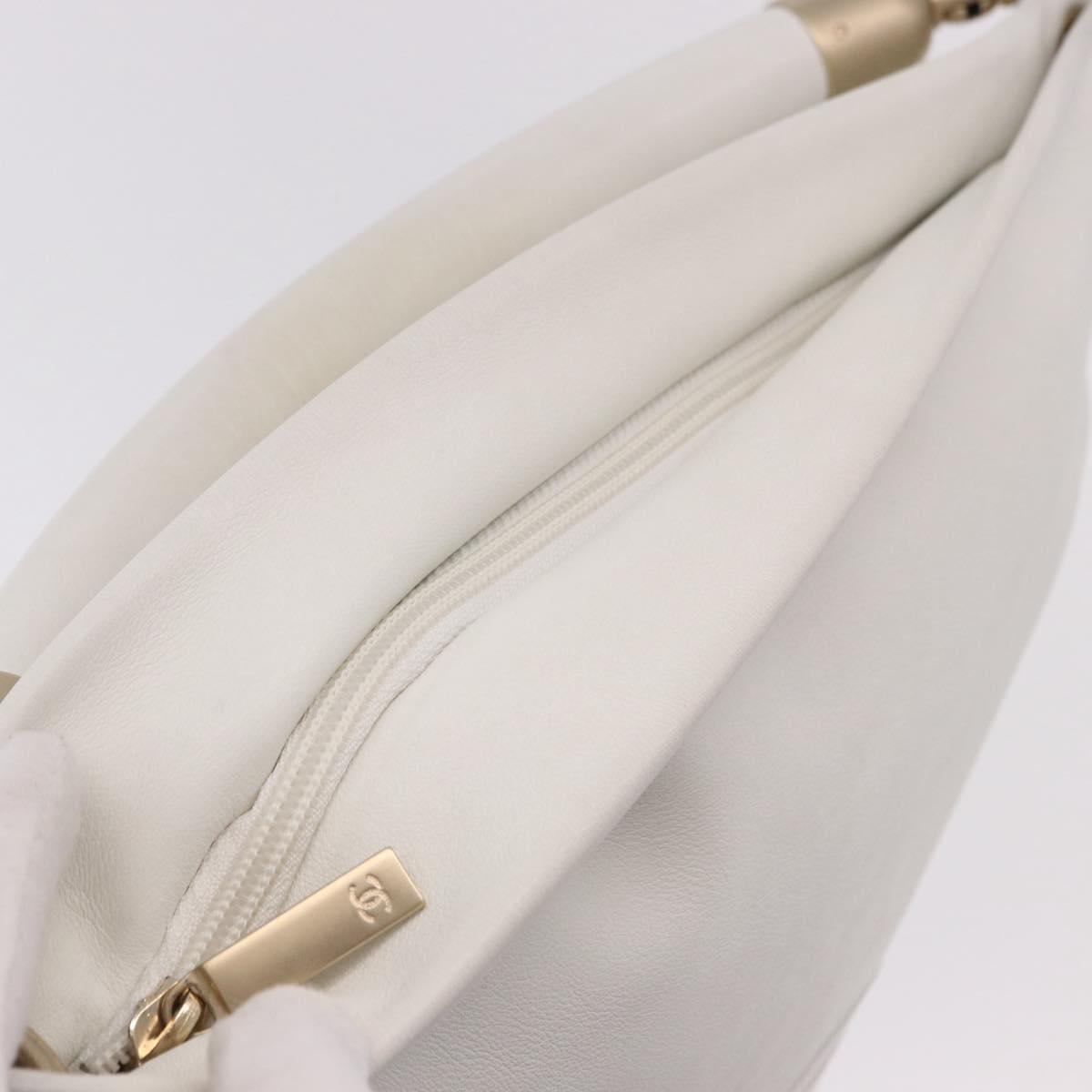 CHANEL COCO Mark Shoulder Bag Leather White Black CC Auth yk20624SAV