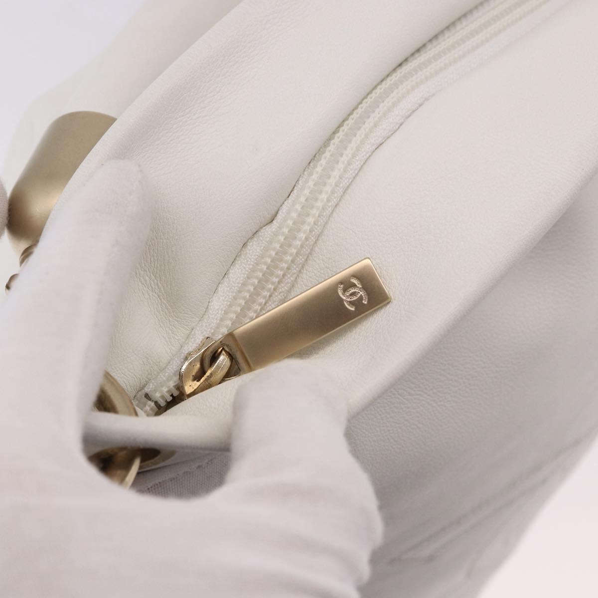 CHANEL COCO Mark Shoulder Bag Leather White Black CC Auth yk20624SAV