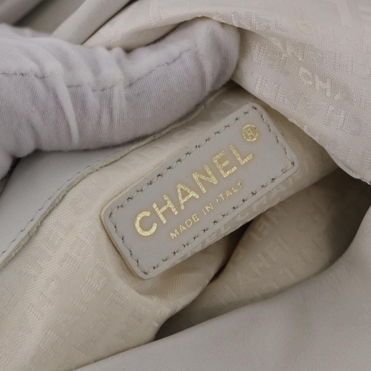 CHANEL COCO Mark Shoulder Bag Leather White Black CC Auth yk20624SAV