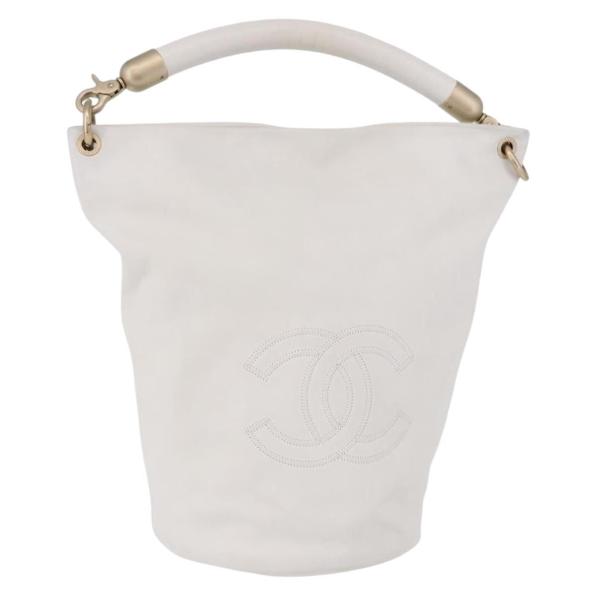 CHANEL COCO Mark Shoulder Bag Leather White Black CC Auth yk20624SAV