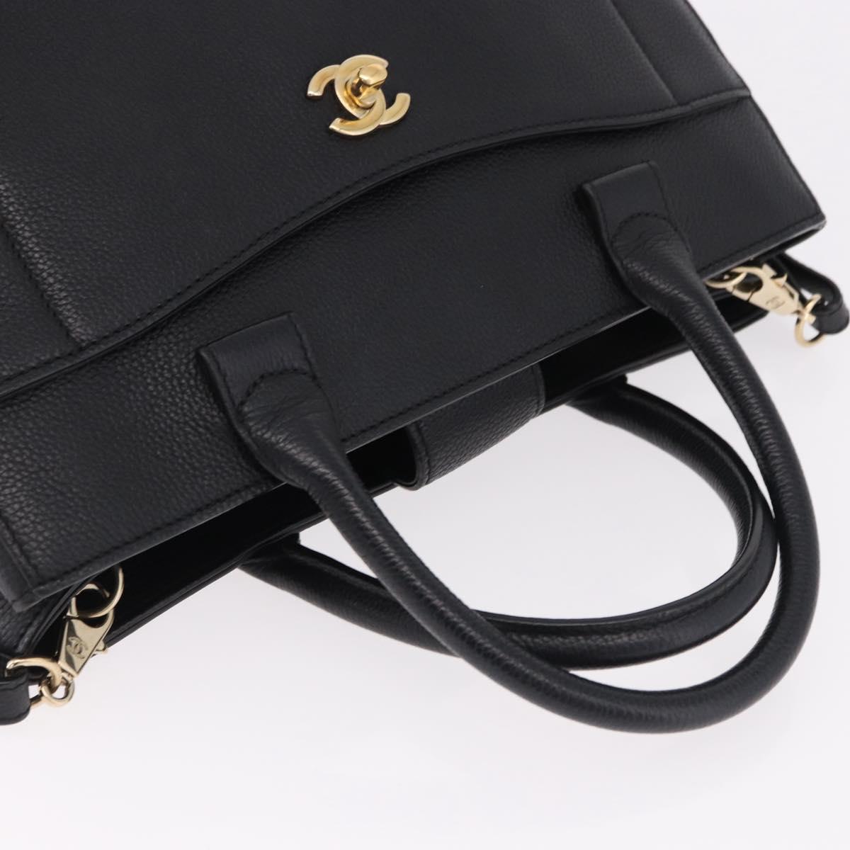 CHANEL Neo Executive Tote Bag Caviar Skin 2way Black Gold CC Auth yk20629SAM