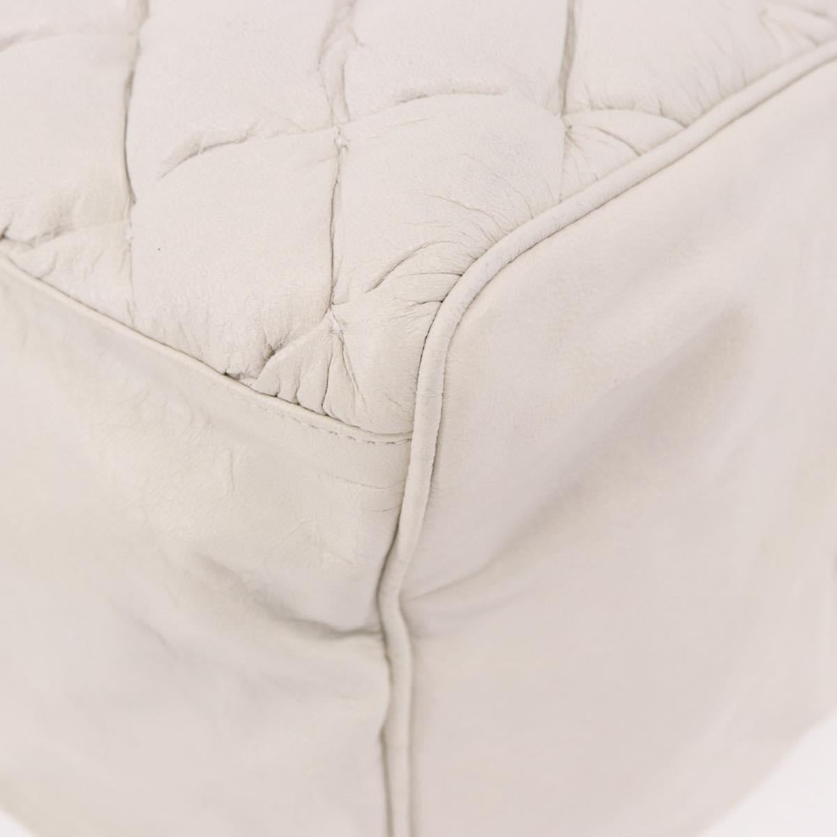 BALENCIAGA The Matelasse Hand Bag Leather White Silver 168031 Auth yk20631V