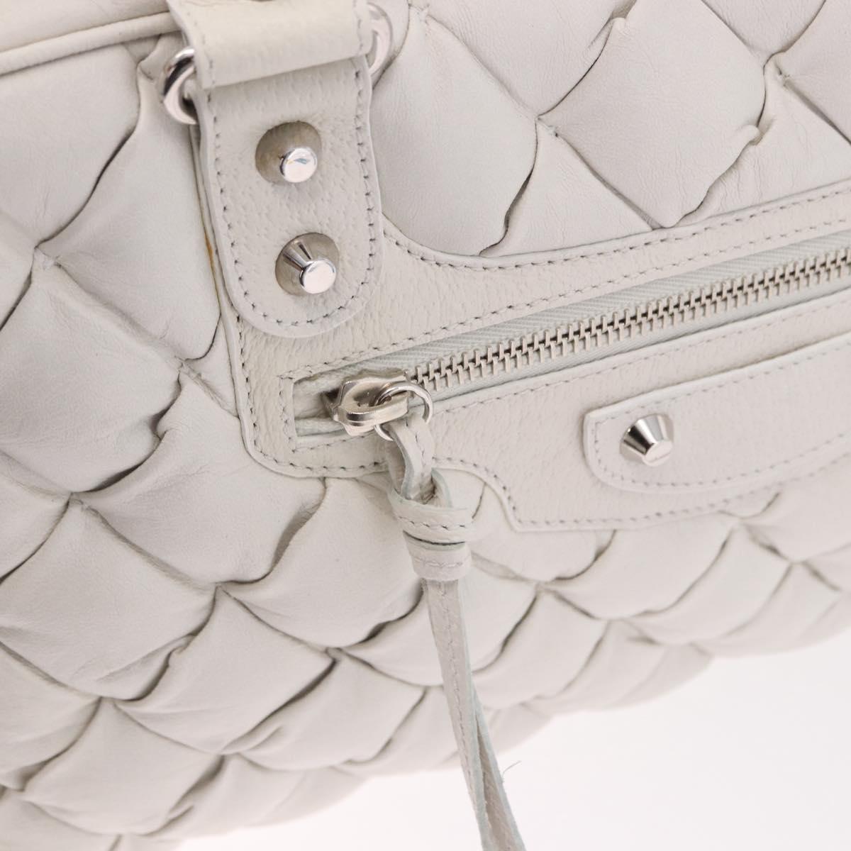 BALENCIAGA The Matelasse Hand Bag Leather White Silver 168031 Auth yk20631V