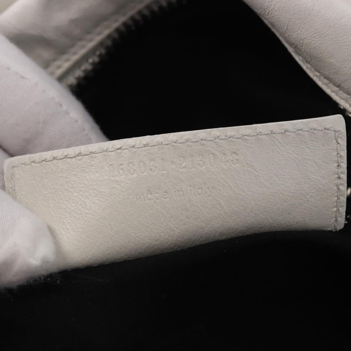 BALENCIAGA The Matelasse Hand Bag Leather White Silver 168031 Auth yk20631V