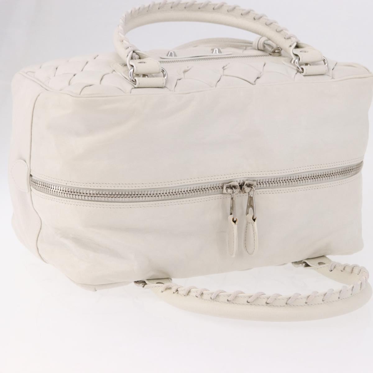 BALENCIAGA The Matelasse Hand Bag Leather White Silver 168031 Auth yk20631V