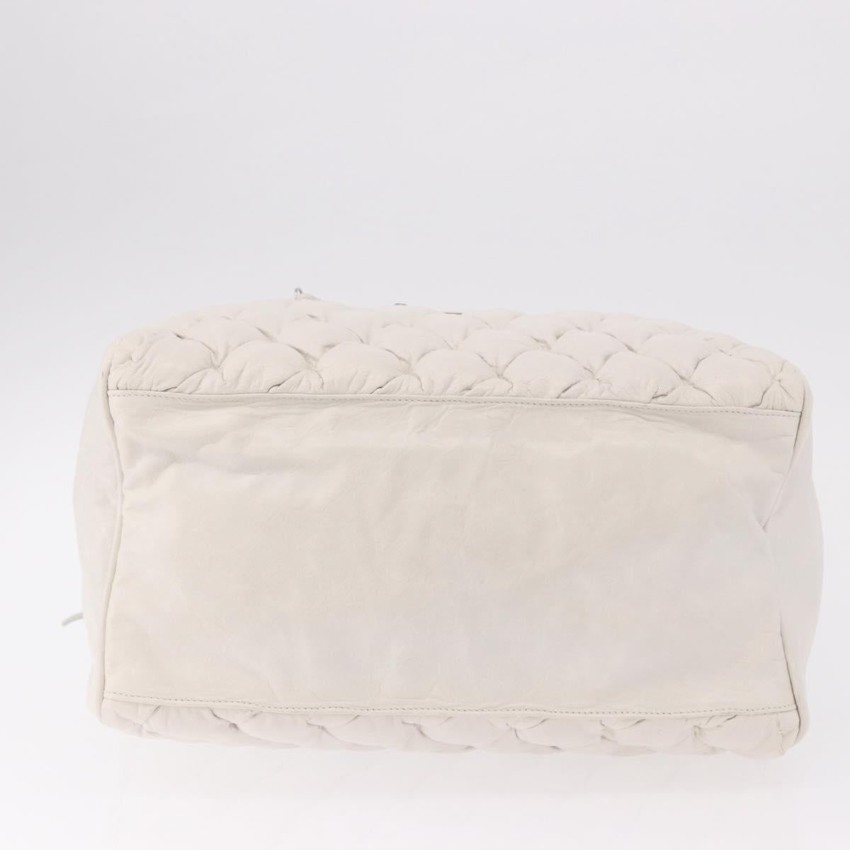 BALENCIAGA The Matelasse Hand Bag Leather White Silver 168031 Auth yk20631V
