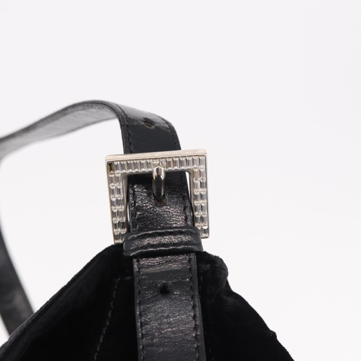FENDI Mamma Baguette Shoulder Bag Velor Black Silver Auth yk20633SAM