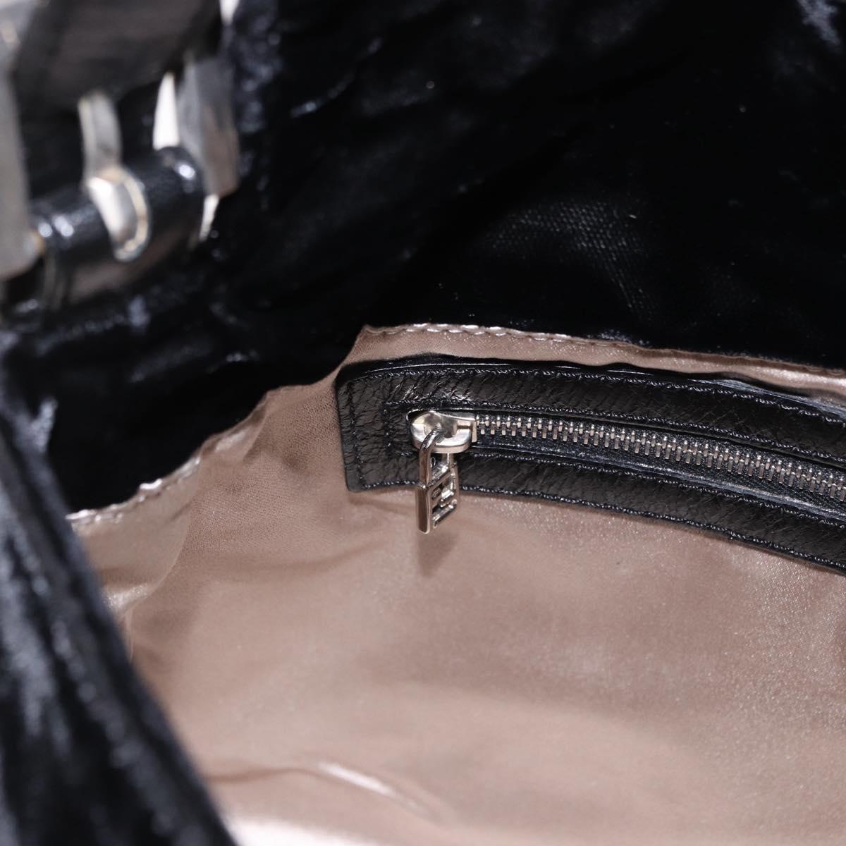 FENDI Mamma Baguette Shoulder Bag Velor Black Silver Auth yk20633SAM