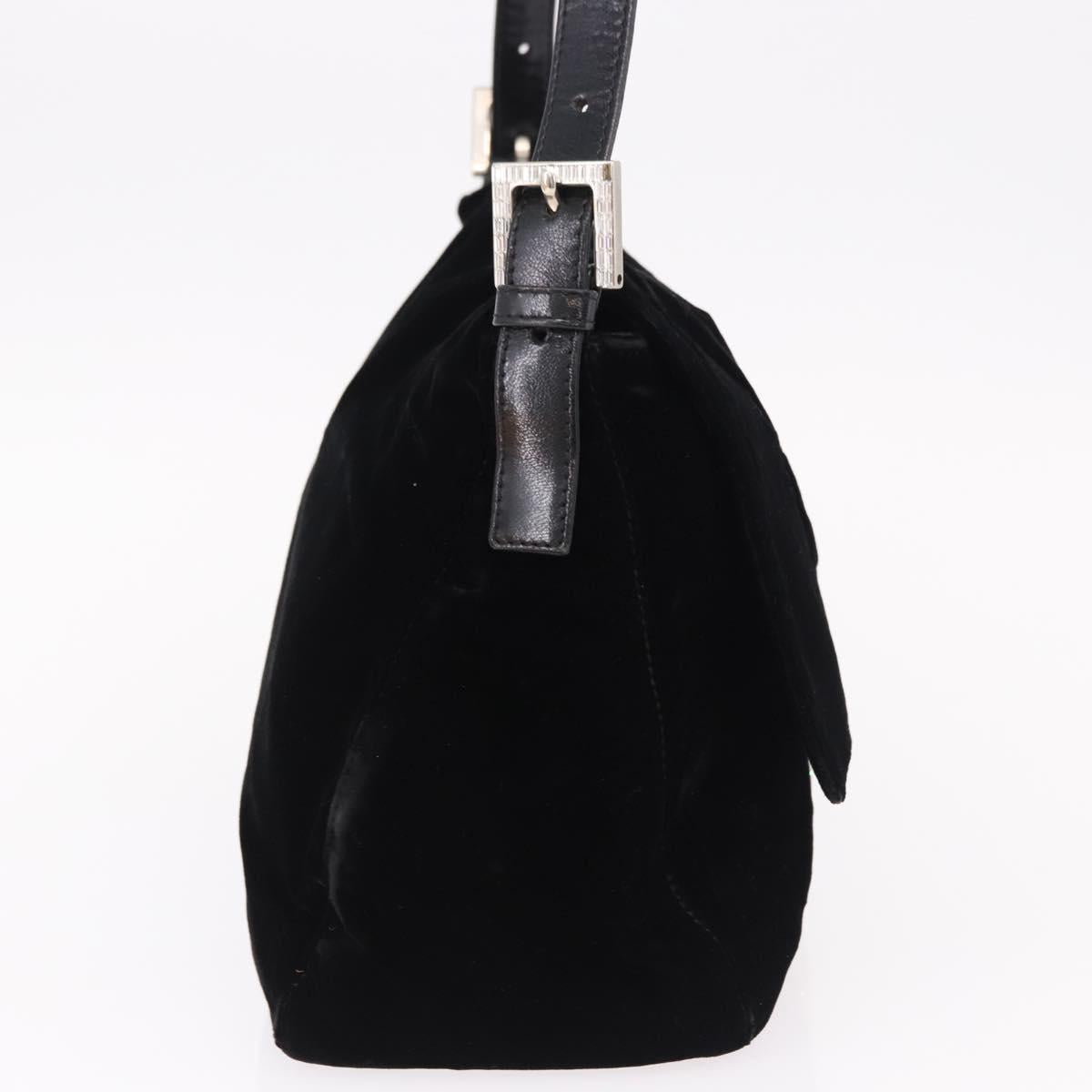 FENDI Mamma Baguette Shoulder Bag Velor Black Silver Auth yk20633SAM