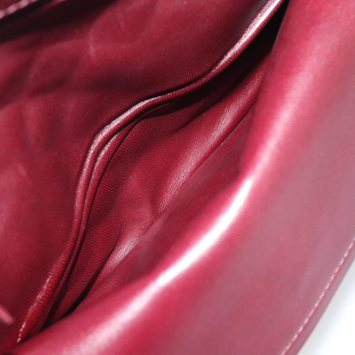 CHANEL Matelasse 25 Chain Hand Bag Patent Bordeaux Silver CC Auth yk20637SAM