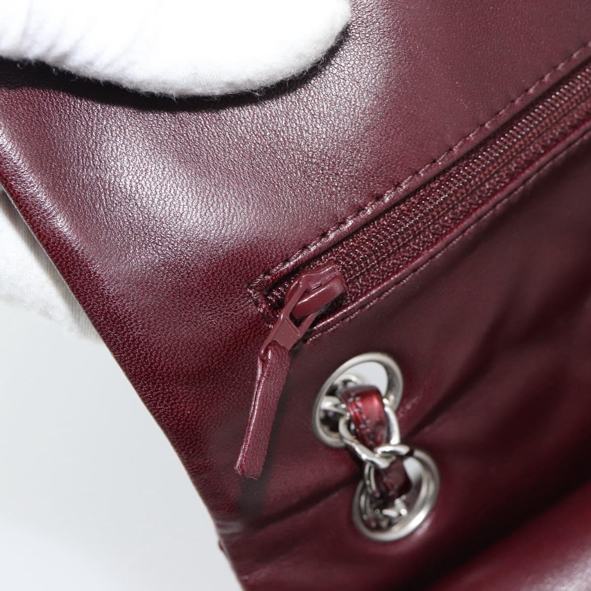 CHANEL Matelasse 25 Chain Hand Bag Patent Bordeaux Silver CC Auth yk20637SAM