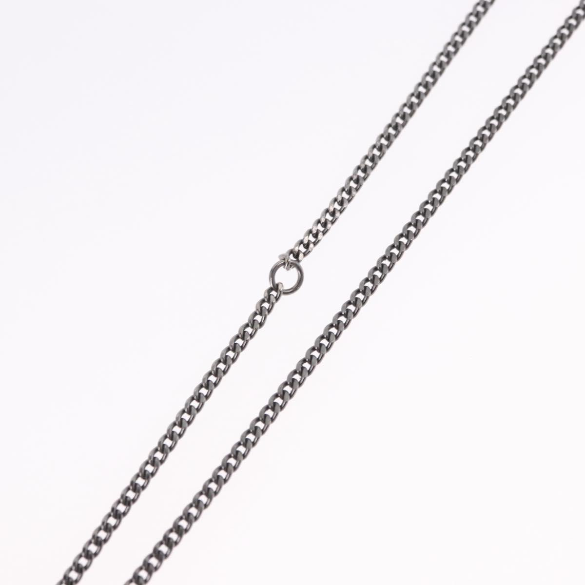 CHANEL COCO Mark Stone Necklace Metal Silver CC Auth yk20638M