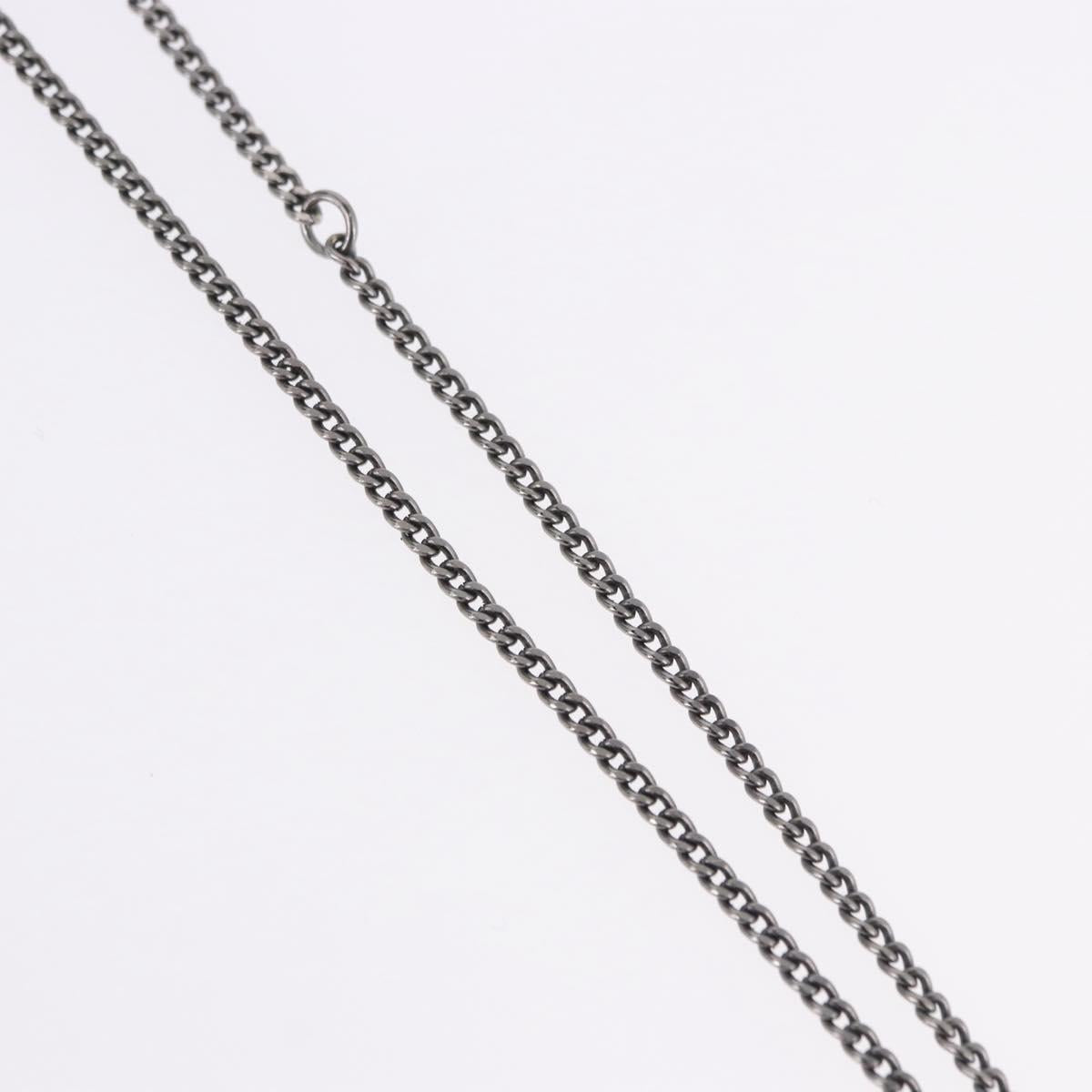 CHANEL COCO Mark Stone Necklace Metal Silver CC Auth yk20638M