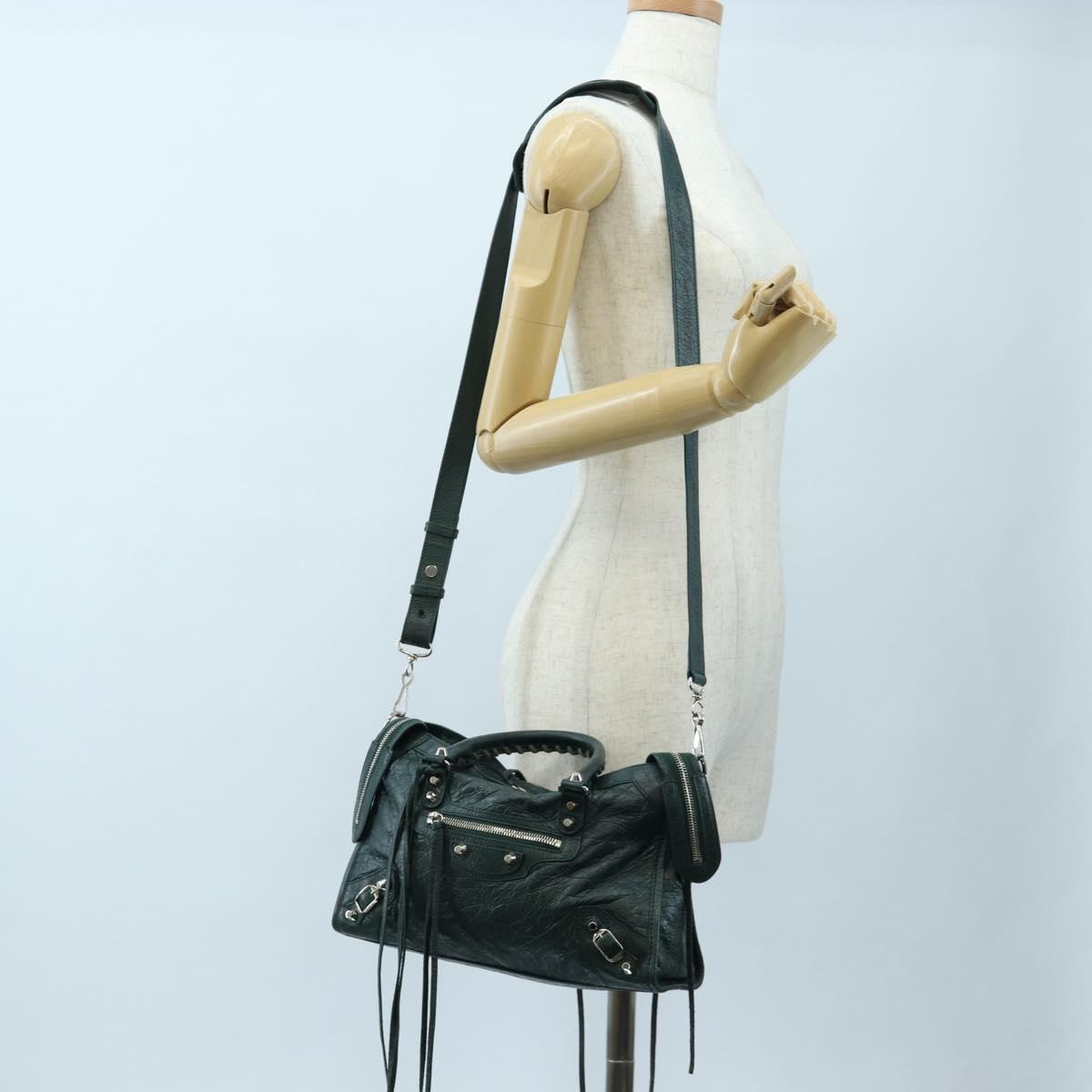 BALENCIAGA Classic City Leather 2way Green Silver 431621 Auth yk20640SAM
