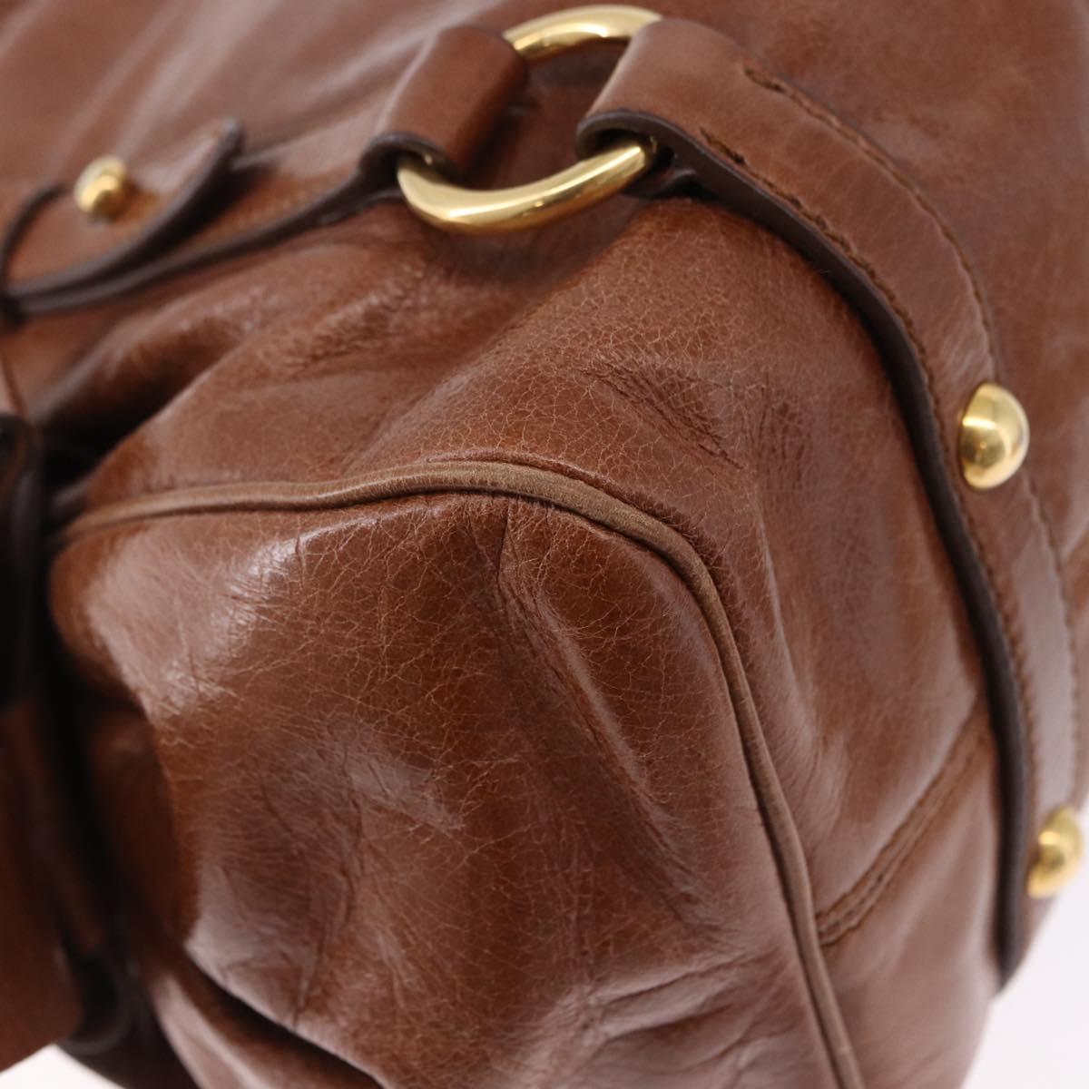 Miu Miu Hand Bag Leather 2way Brown Gold Tone Auth yk20642SAM