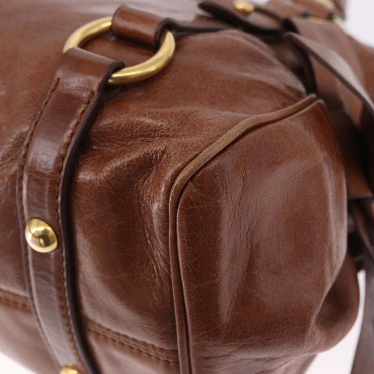 Miu Miu Hand Bag Leather 2way Brown Gold Tone Auth yk20642SAM