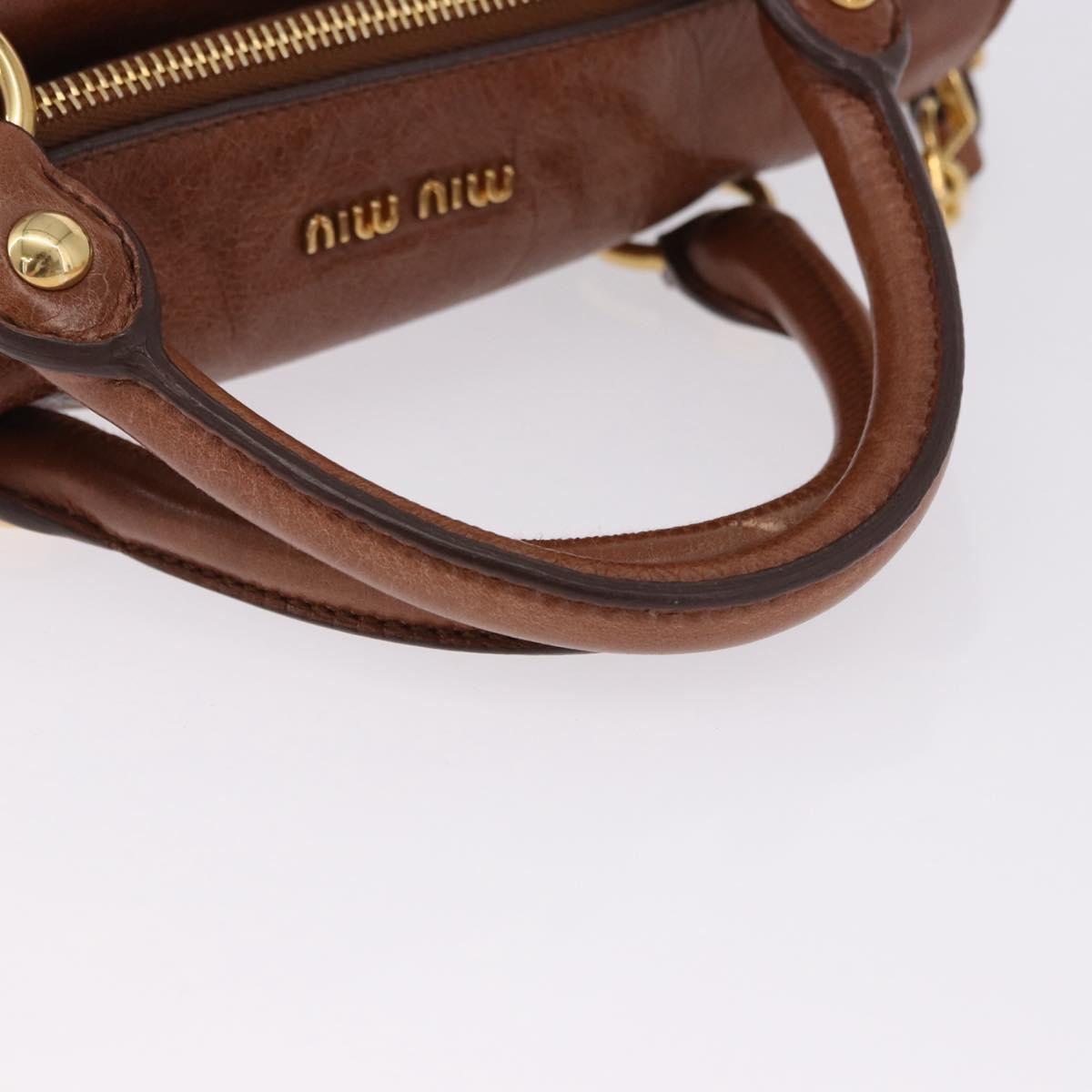 Miu Miu Hand Bag Leather 2way Brown Gold Tone Auth yk20642SAM