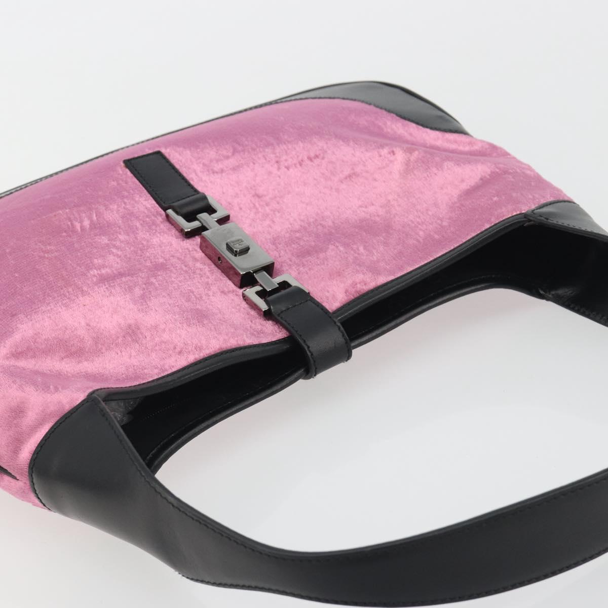 GUCCI Jackie Shoulder Bag Velor Pink Silver 001.3306 Auth yk20643SAV