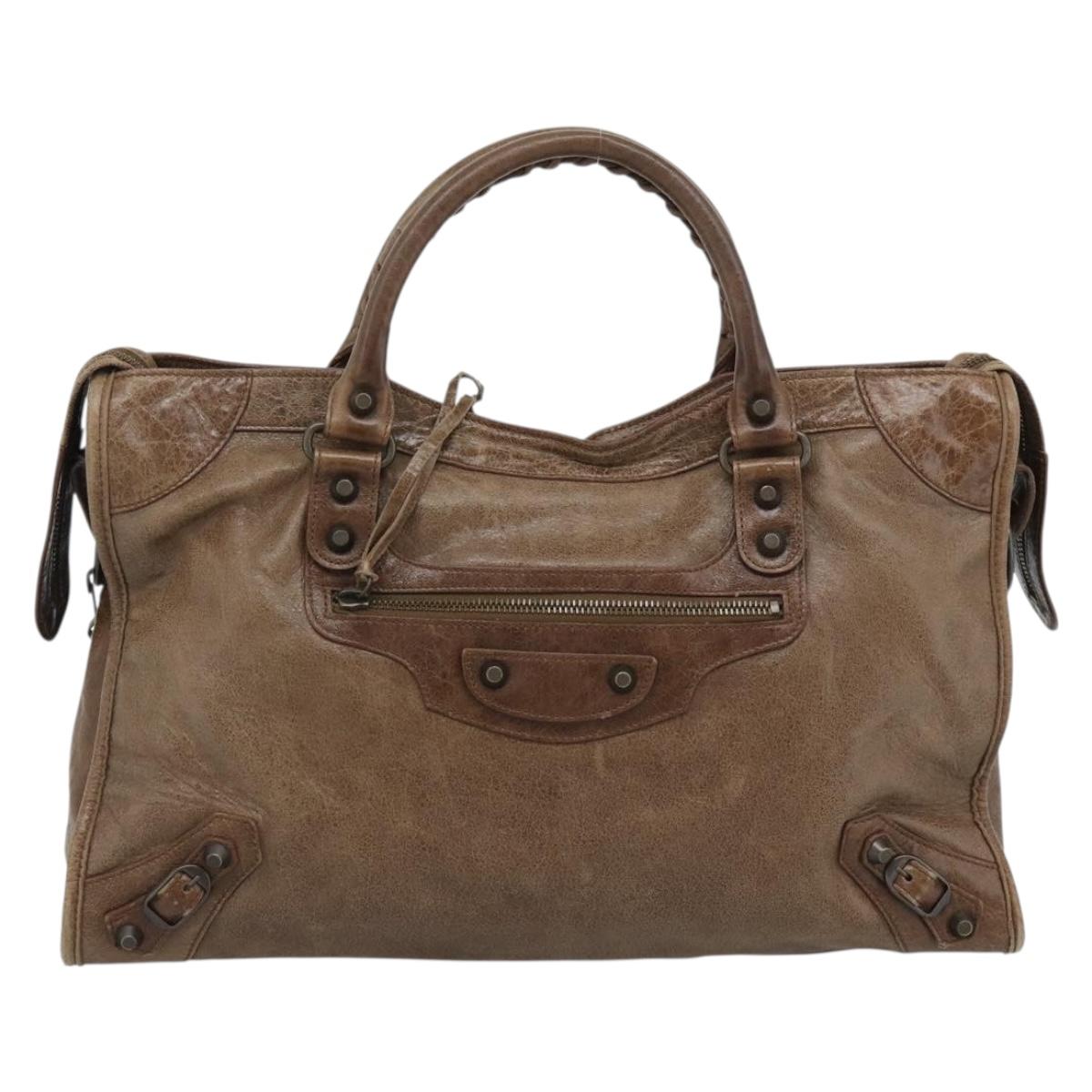 BALENCIAGA The City Hand Bag Leather 2way Brown 115748 Auth yk20644M
