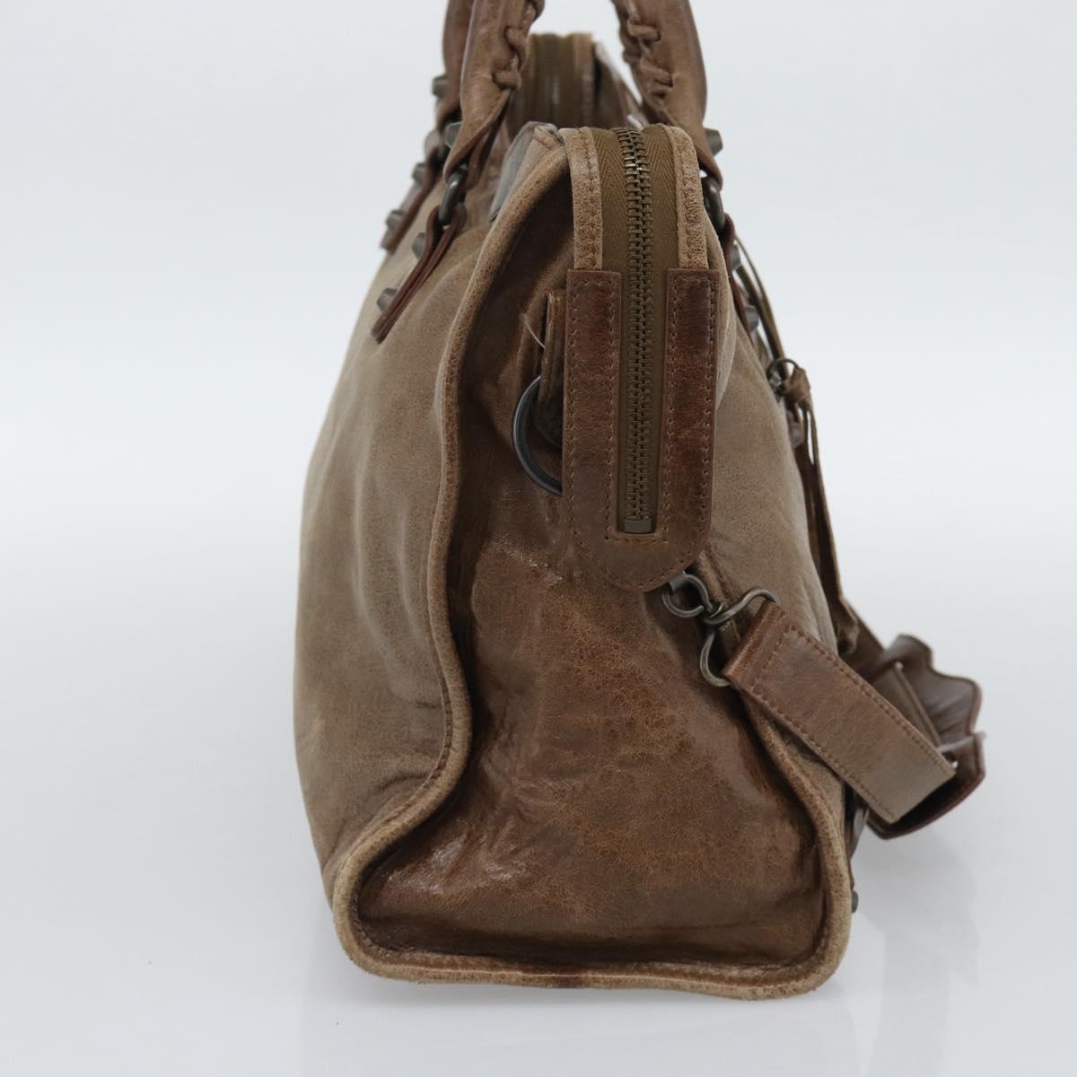 BALENCIAGA The City Hand Bag Leather 2way Brown 115748 Auth yk20644M
