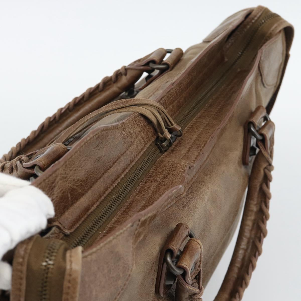 BALENCIAGA The City Hand Bag Leather 2way Brown 115748 Auth yk20644M