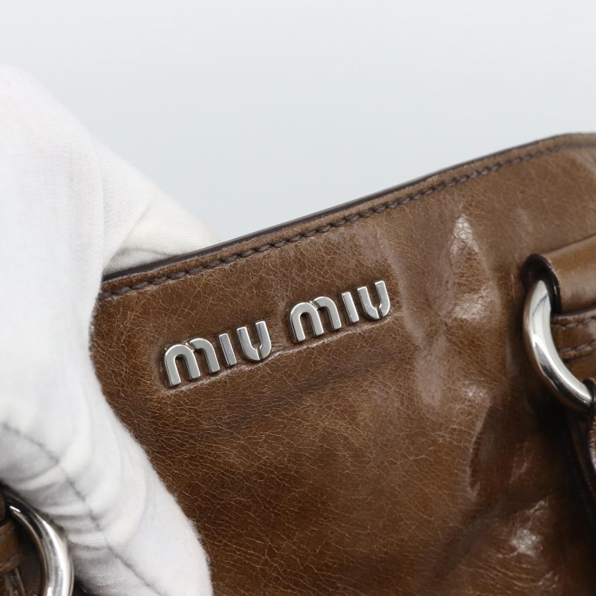 Miu Miu Hand Bag Leather 2way Brown Silver Auth yk20645M