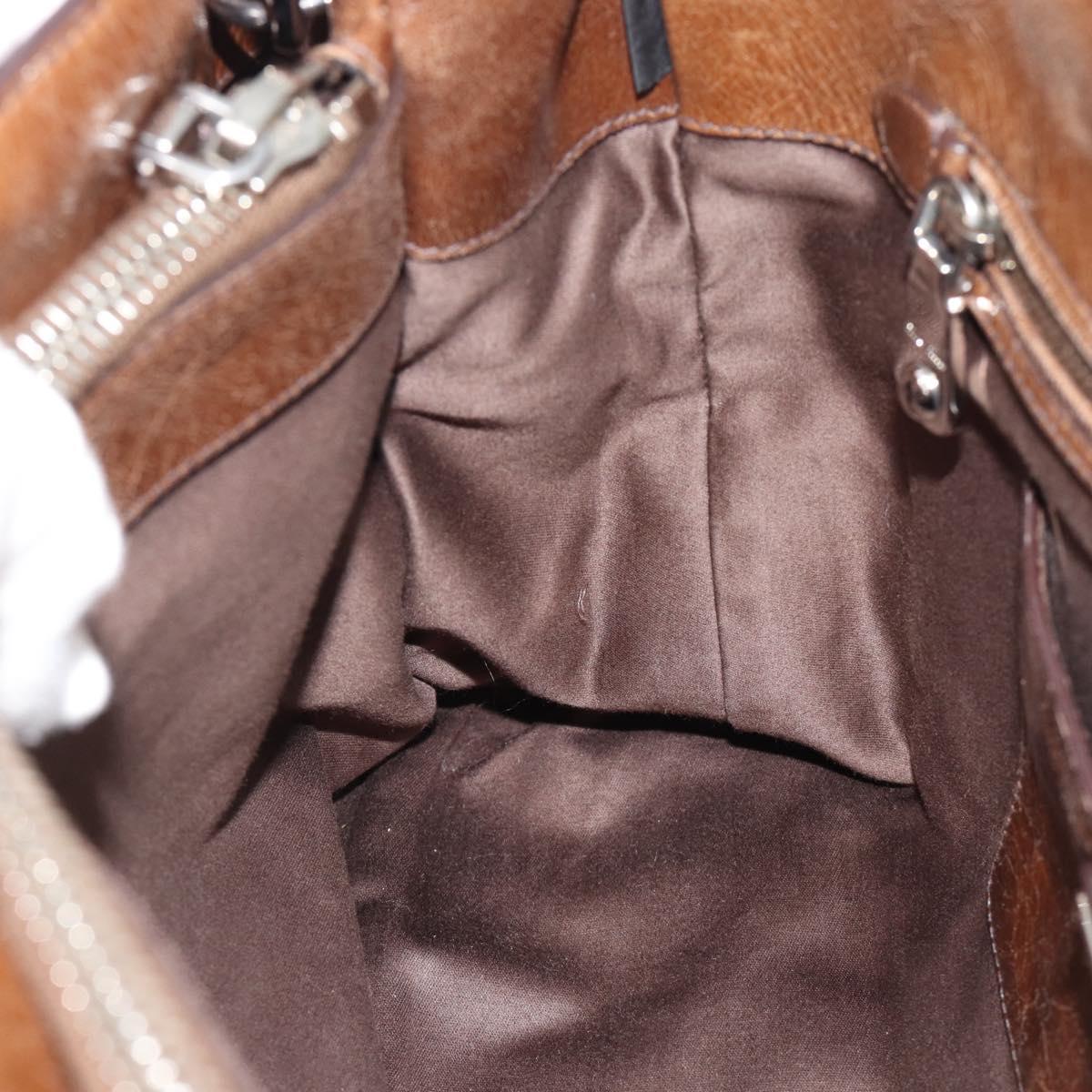Miu Miu Hand Bag Leather 2way Brown Silver Auth yk20645M