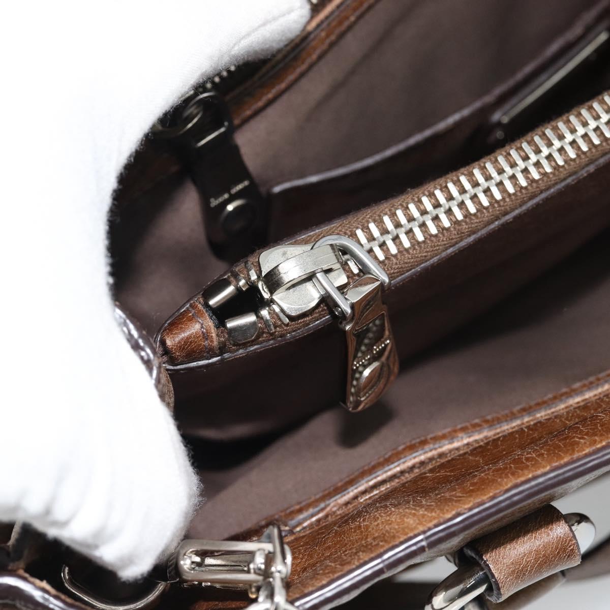 Miu Miu Hand Bag Leather 2way Brown Silver Auth yk20645M