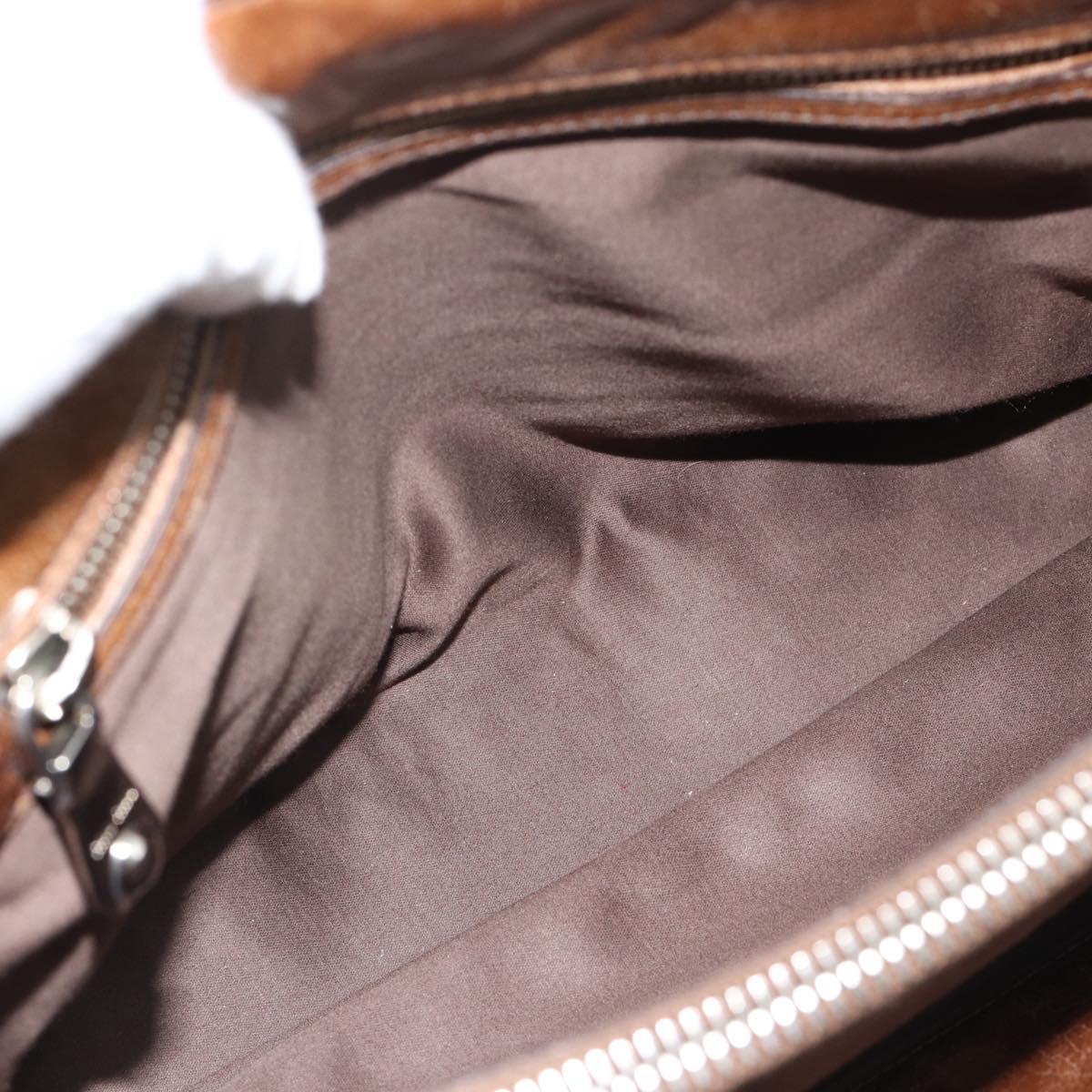 Miu Miu Hand Bag Leather 2way Brown Silver Auth yk20645M