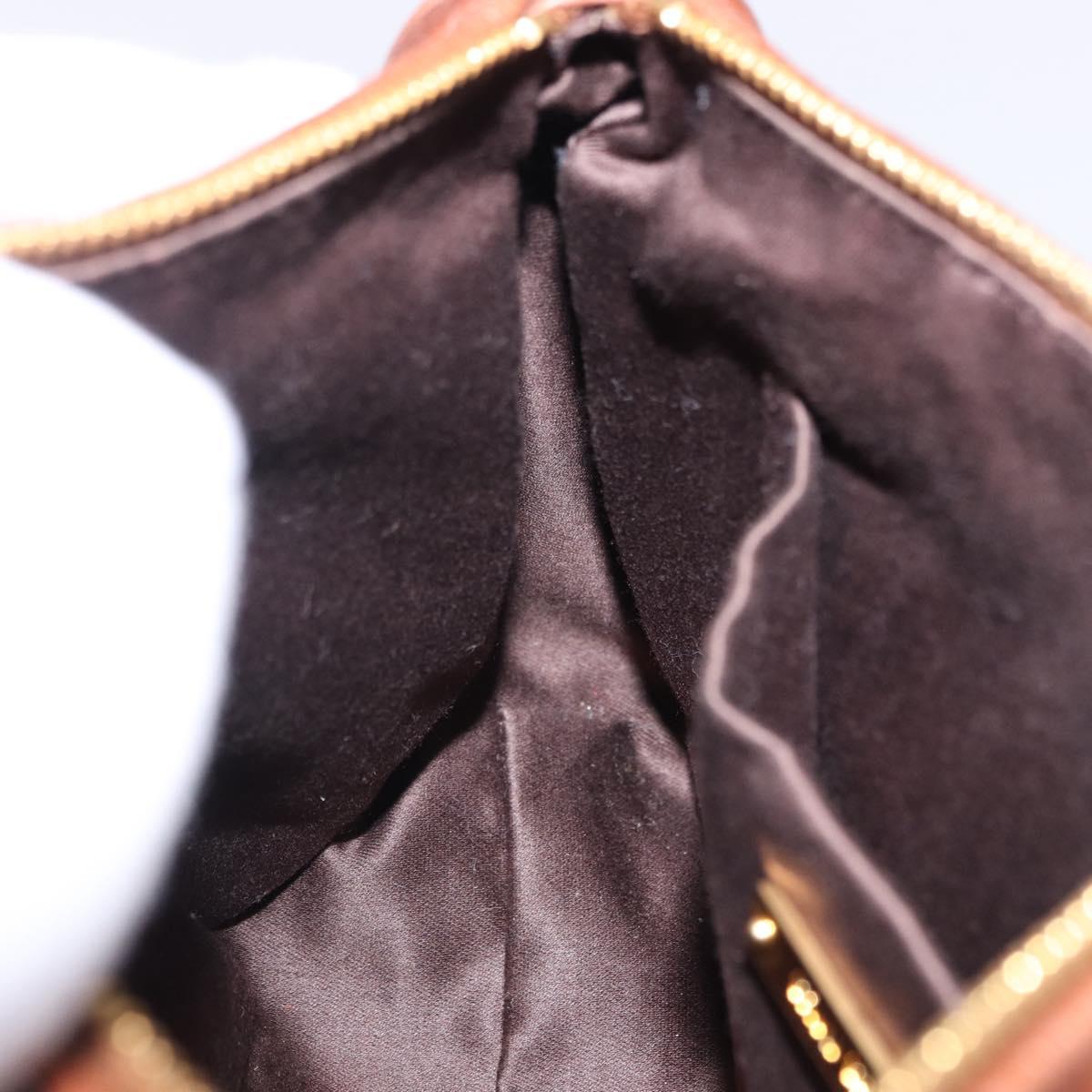 Miu Miu Matelasse Shoulder Bag Leather Brown Gold Tone Auth yk20646M