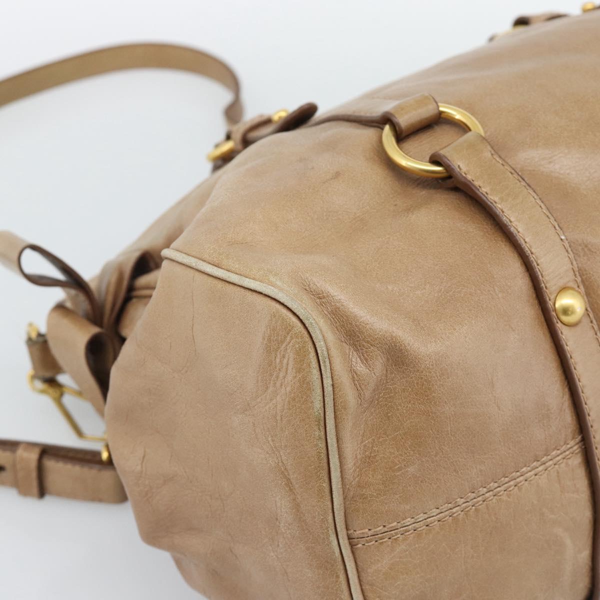 Miu Miu Hand Bag Leather 2way Brown Gold Tone Auth yk20647M