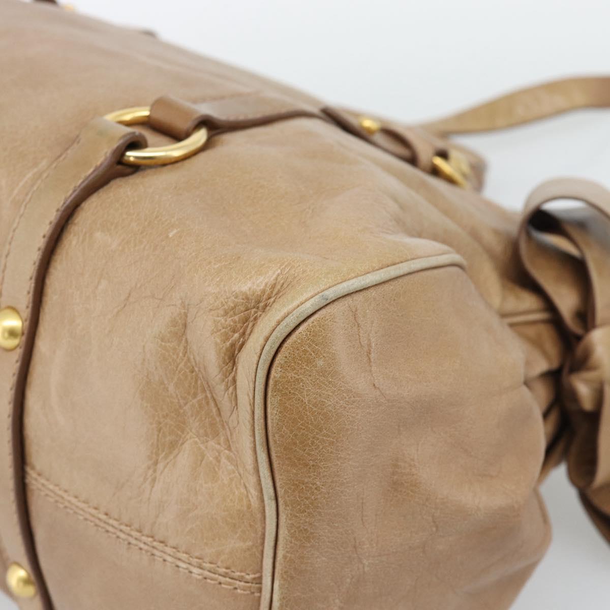 Miu Miu Hand Bag Leather 2way Brown Gold Tone Auth yk20647M