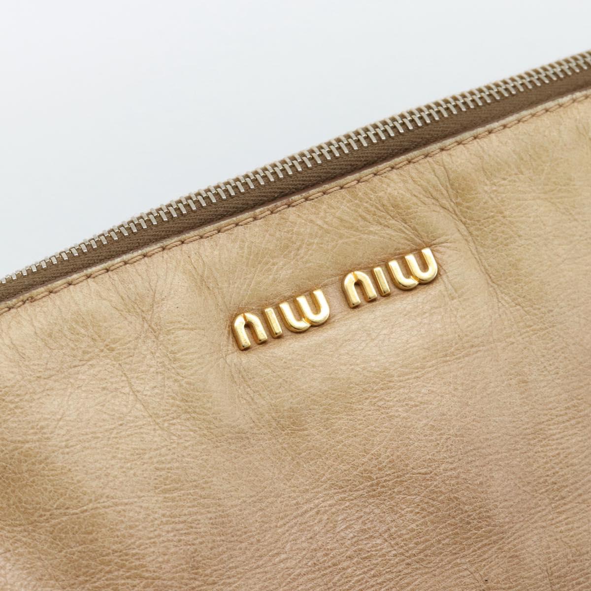 Miu Miu Hand Bag Leather 2way Brown Gold Tone Auth yk20647M