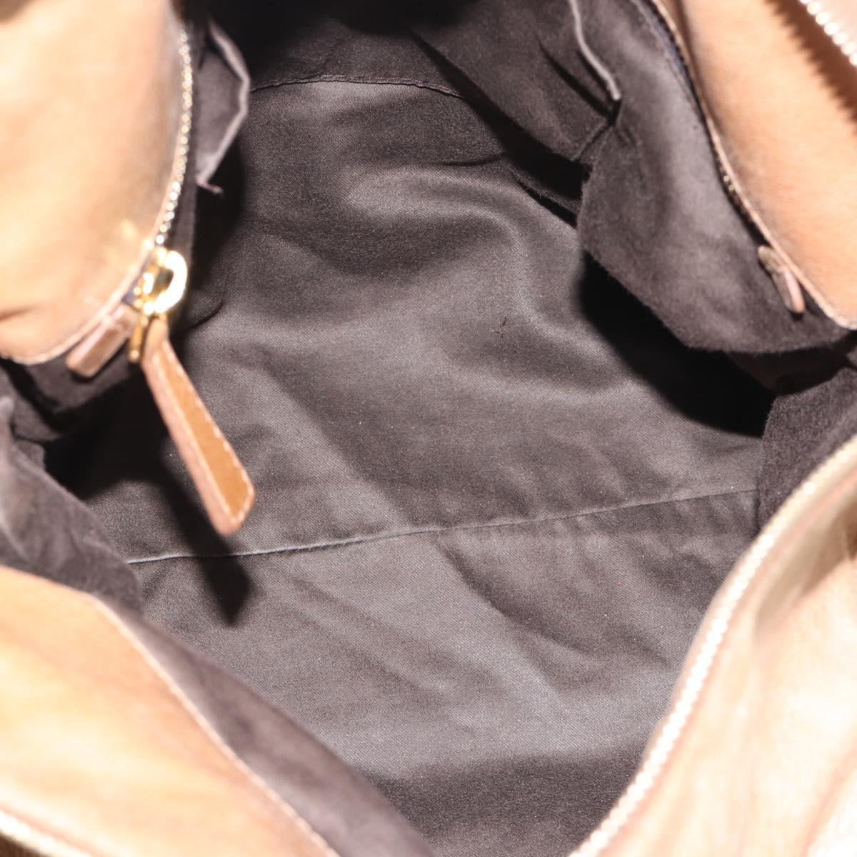 Miu Miu Hand Bag Leather 2way Brown Gold Tone Auth yk20647M