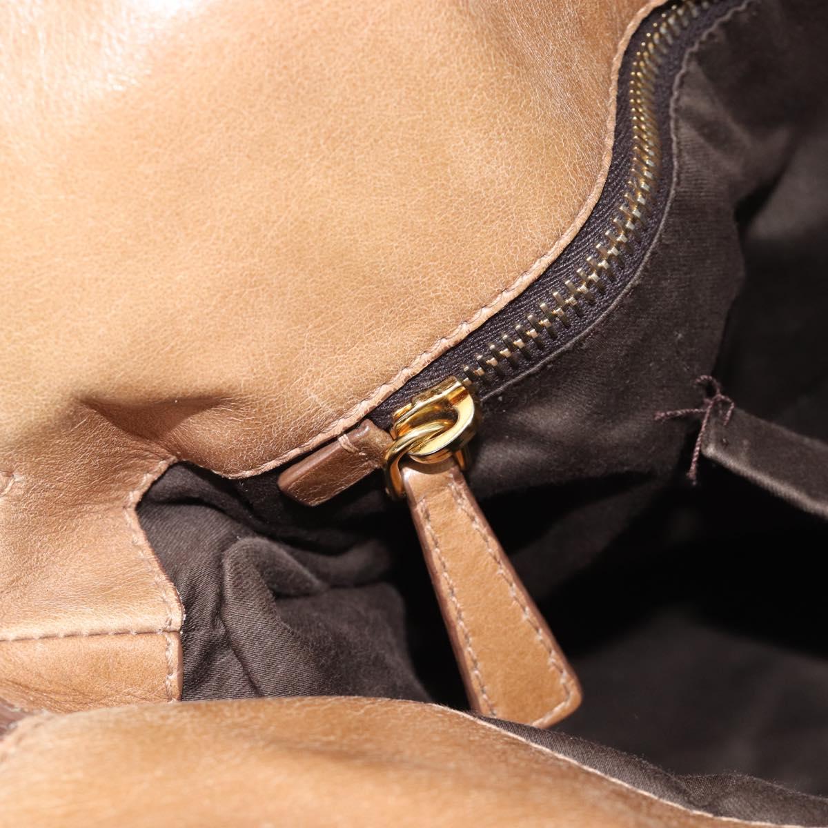 Miu Miu Hand Bag Leather 2way Brown Gold Tone Auth yk20647M