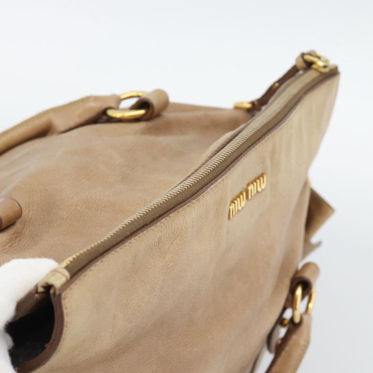 Miu Miu Hand Bag Leather 2way Brown Gold Tone Auth yk20647M