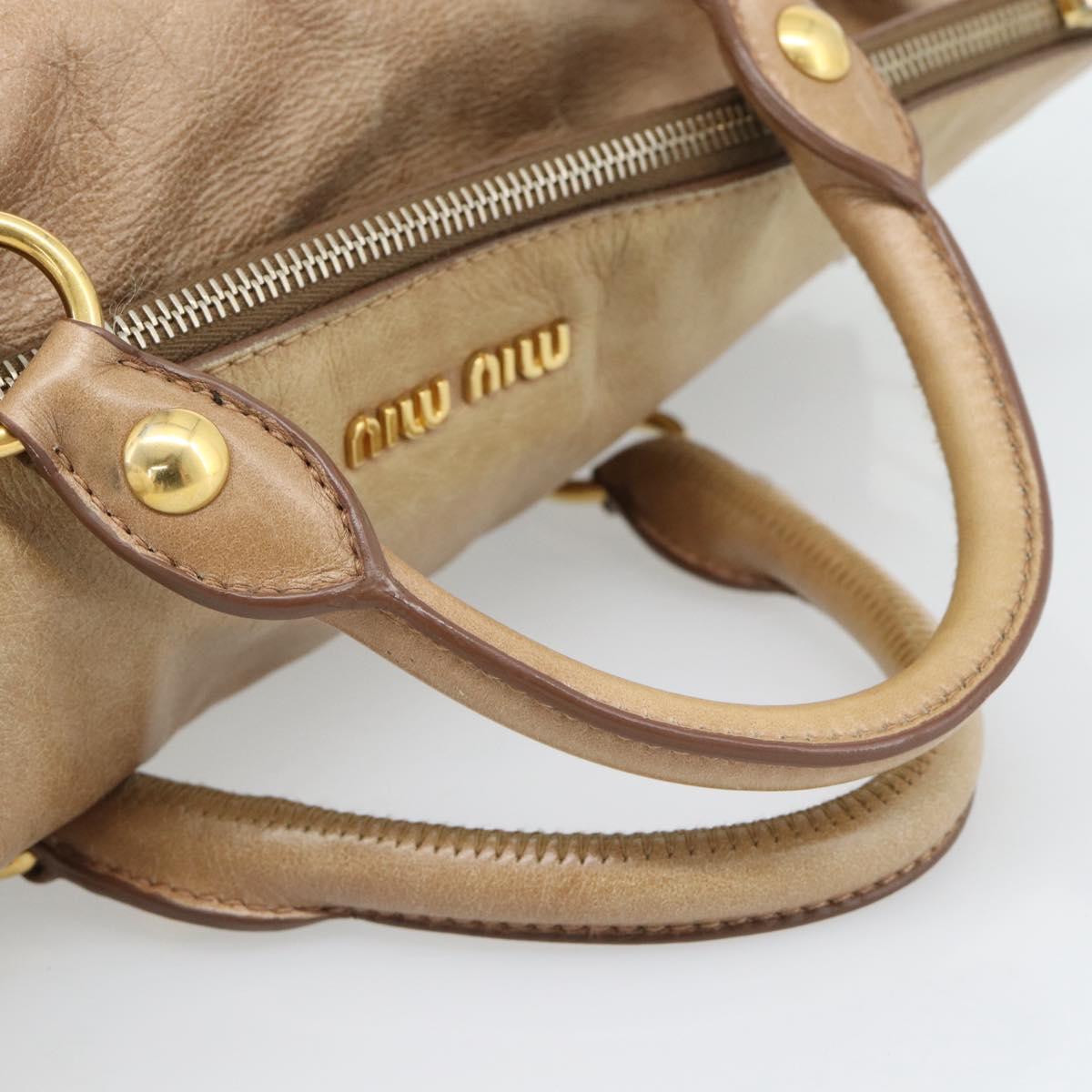 Miu Miu Hand Bag Leather 2way Brown Gold Tone Auth yk20647M