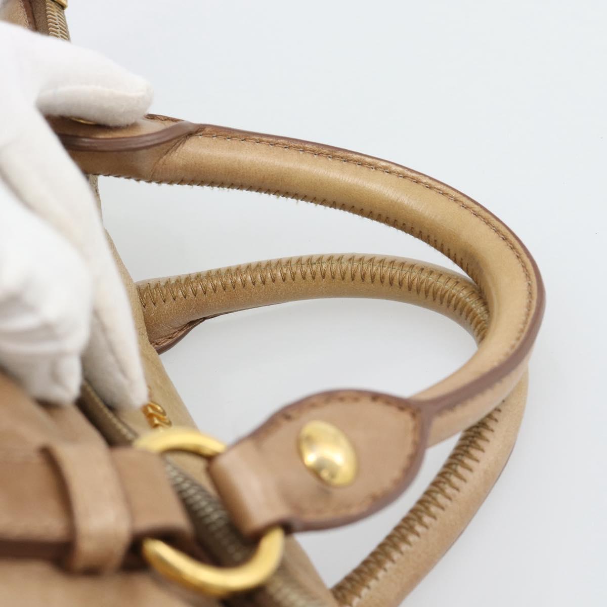 Miu Miu Hand Bag Leather 2way Brown Gold Tone Auth yk20647M