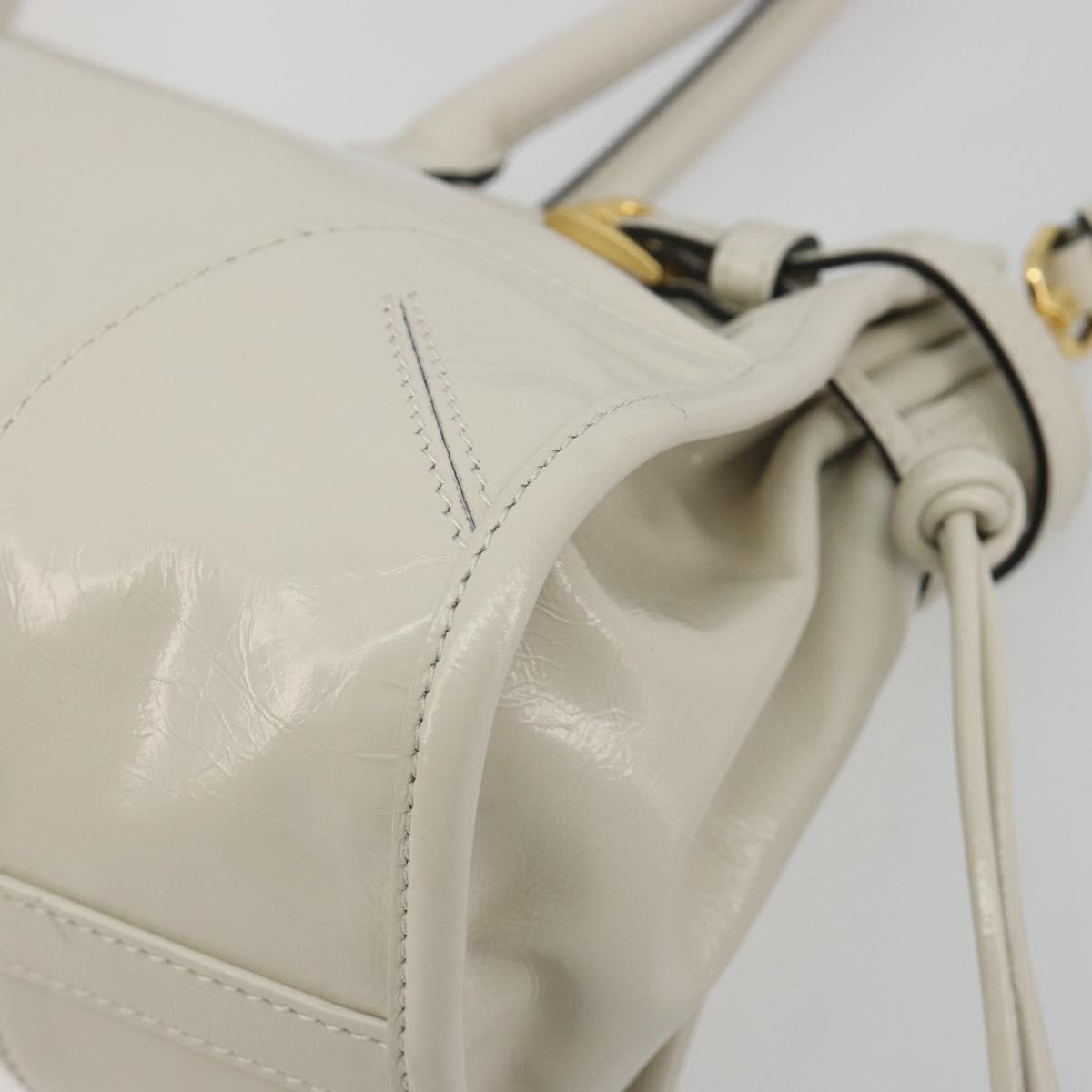 PRADA Bonnie Medium Shoulder Bag Leather 2way White Gold Tone Auth yk20648SAM