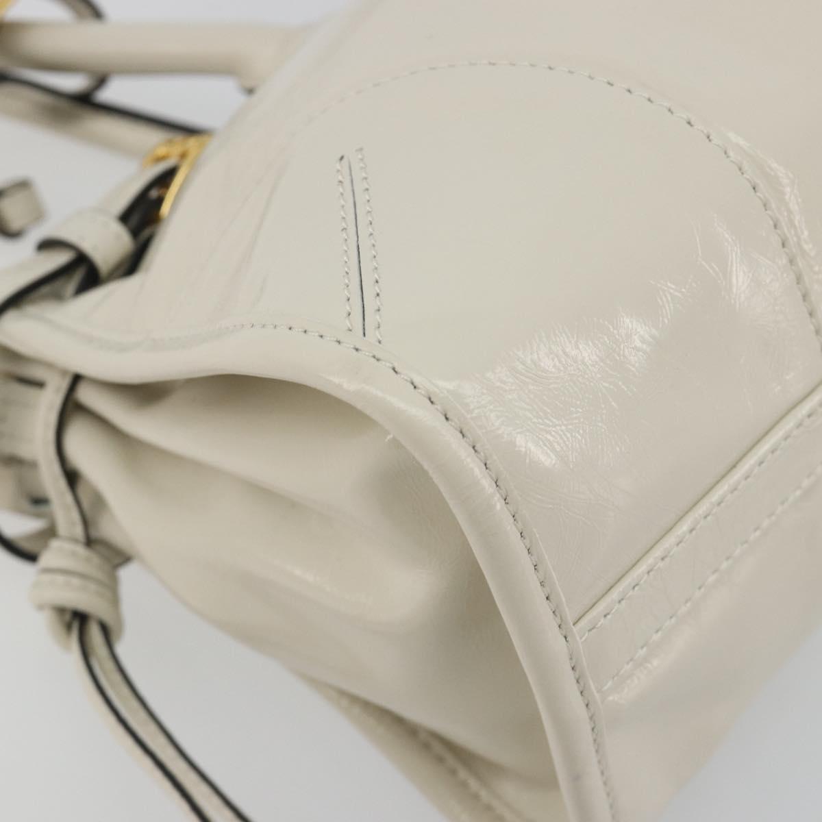 PRADA Bonnie Medium Shoulder Bag Leather 2way White Gold Tone Auth yk20648SAM