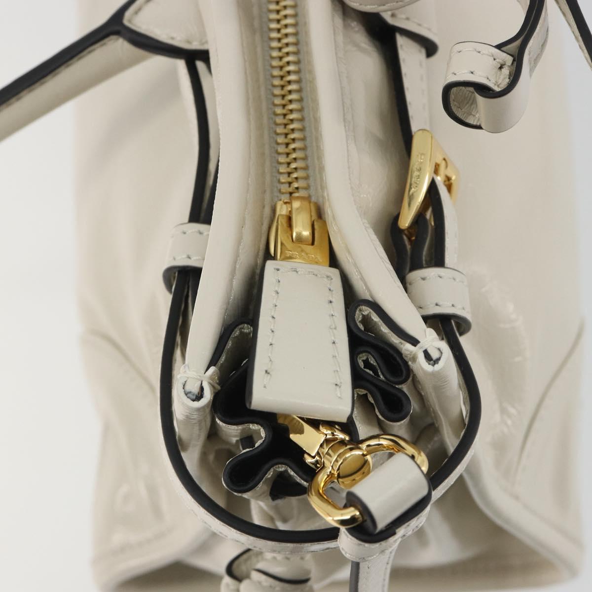 PRADA Bonnie Medium Shoulder Bag Leather 2way White Gold Tone Auth yk20648SAM