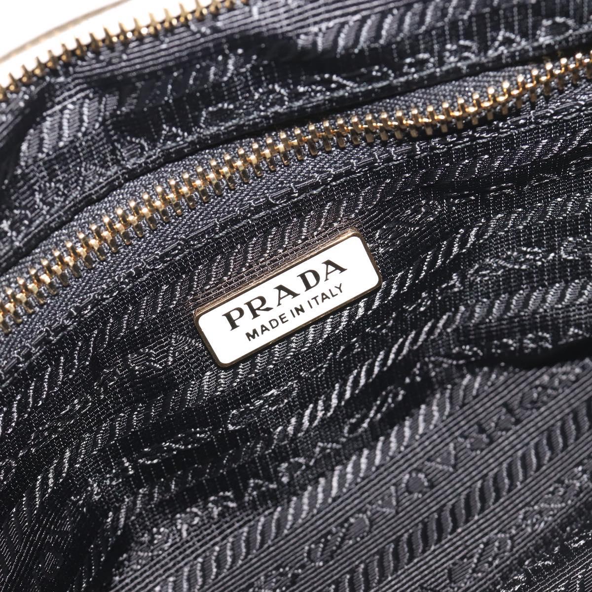 PRADA Bonnie Medium Shoulder Bag Leather 2way White Gold Tone Auth yk20648SAM