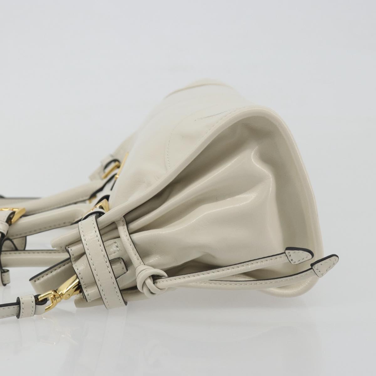 PRADA Bonnie Medium Shoulder Bag Leather 2way White Gold Tone Auth yk20648SAM