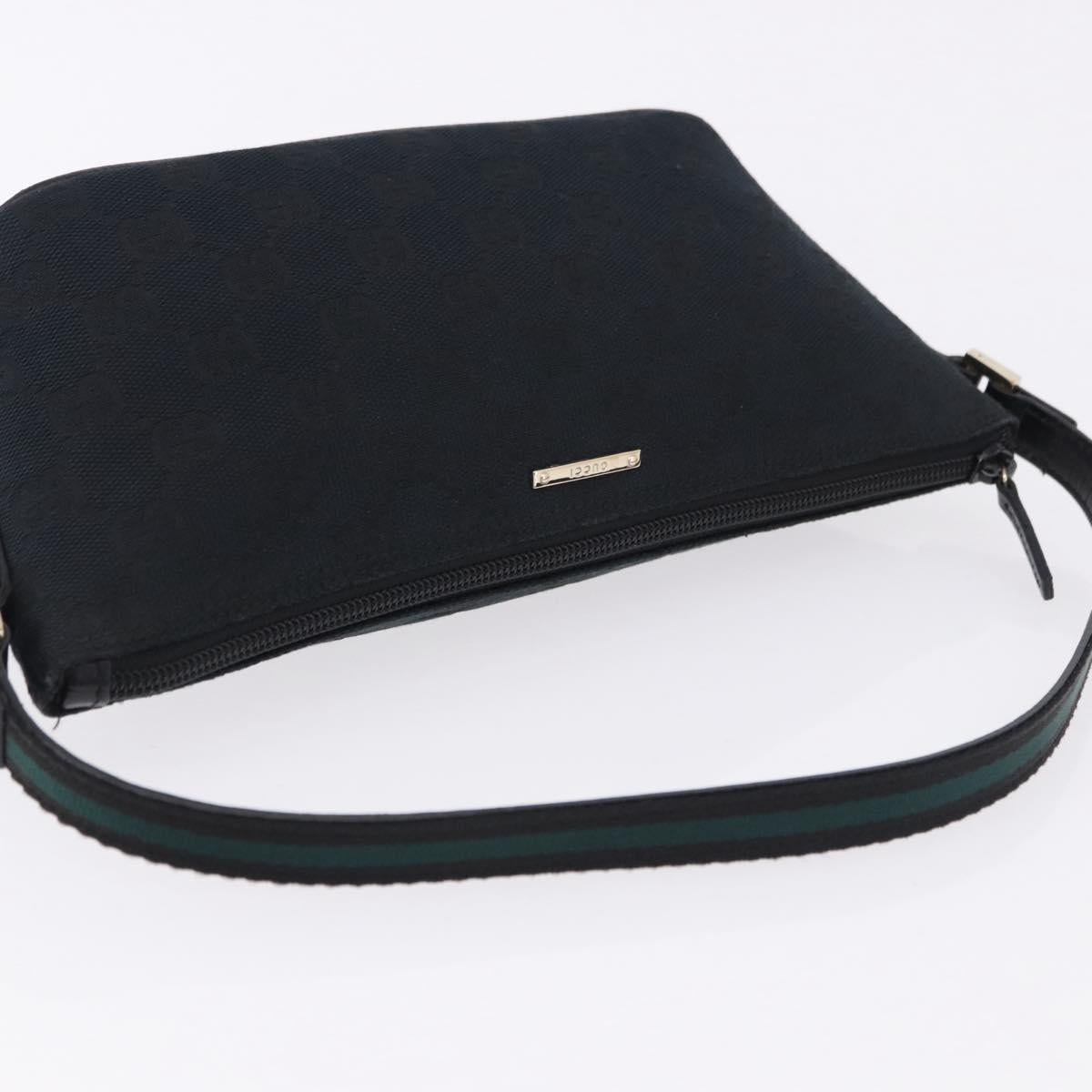 GUCCI GG Canvas Accessory Pouch Black Gold Tone 141809 Auth yk20649V
