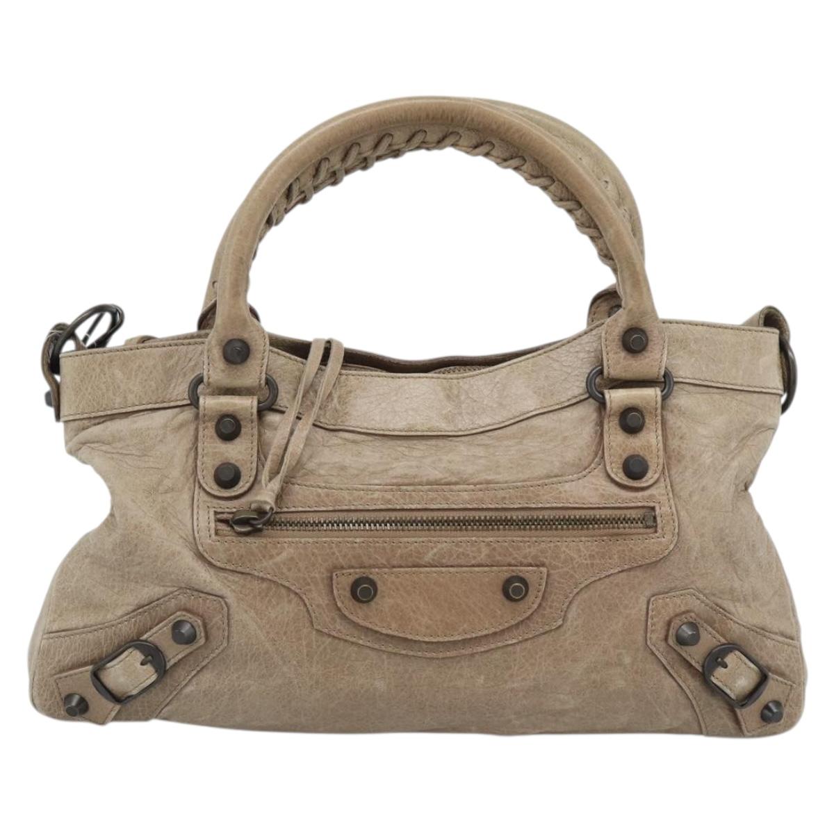 BALENCIAGA The First Hand Bag Leather 2way Brown 103208 Auth yk20650SAM