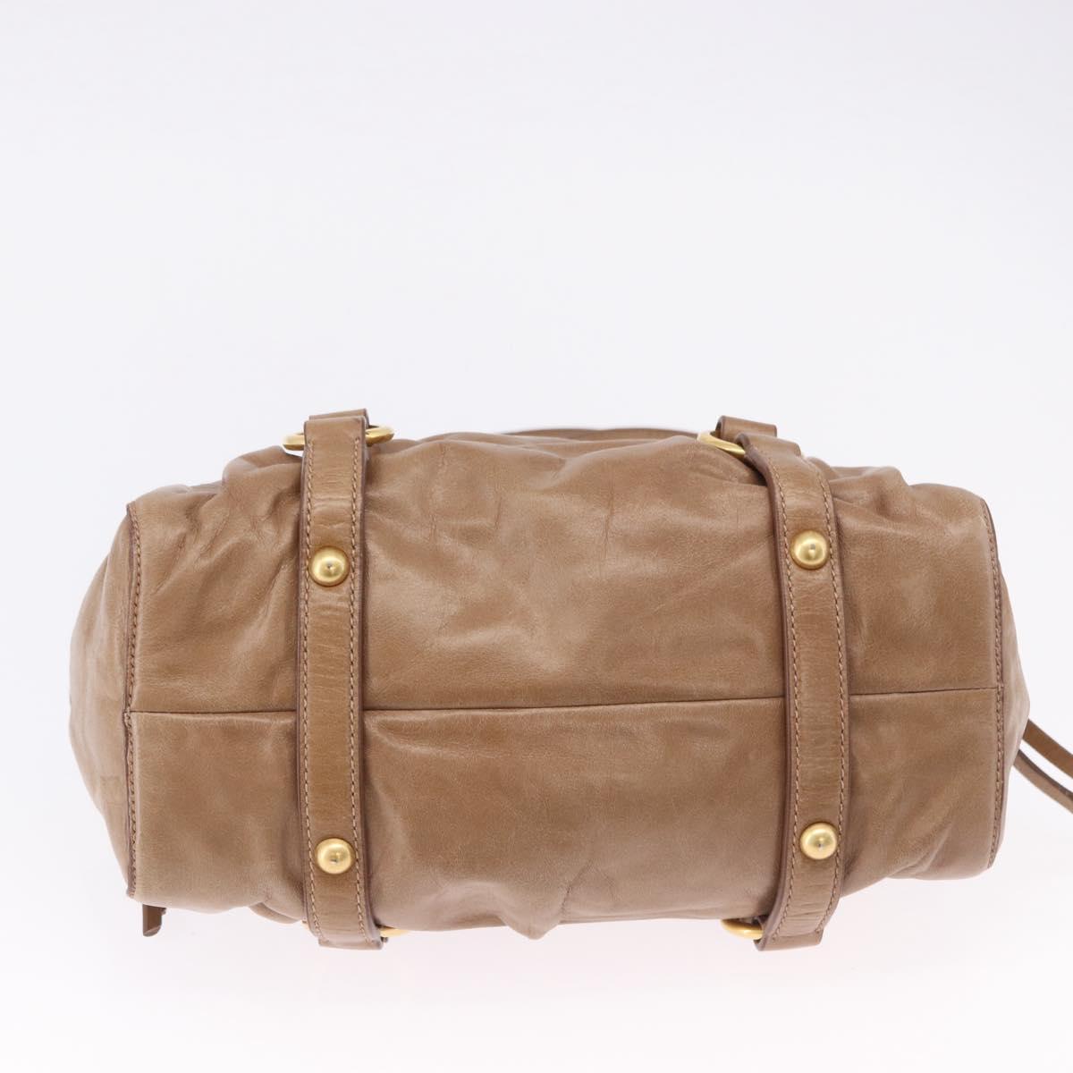 Miu Miu Hand Bag Leather 2way Brown Gold Tone Auth yk20653M