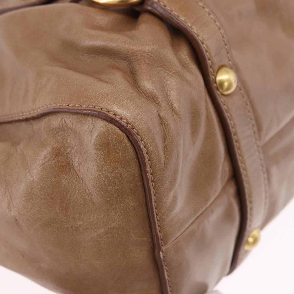 Miu Miu Hand Bag Leather 2way Brown Gold Tone Auth yk20653M