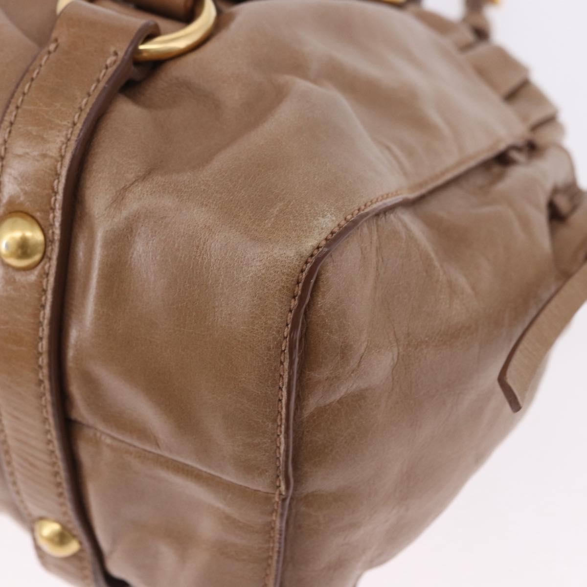 Miu Miu Hand Bag Leather 2way Brown Gold Tone Auth yk20653M